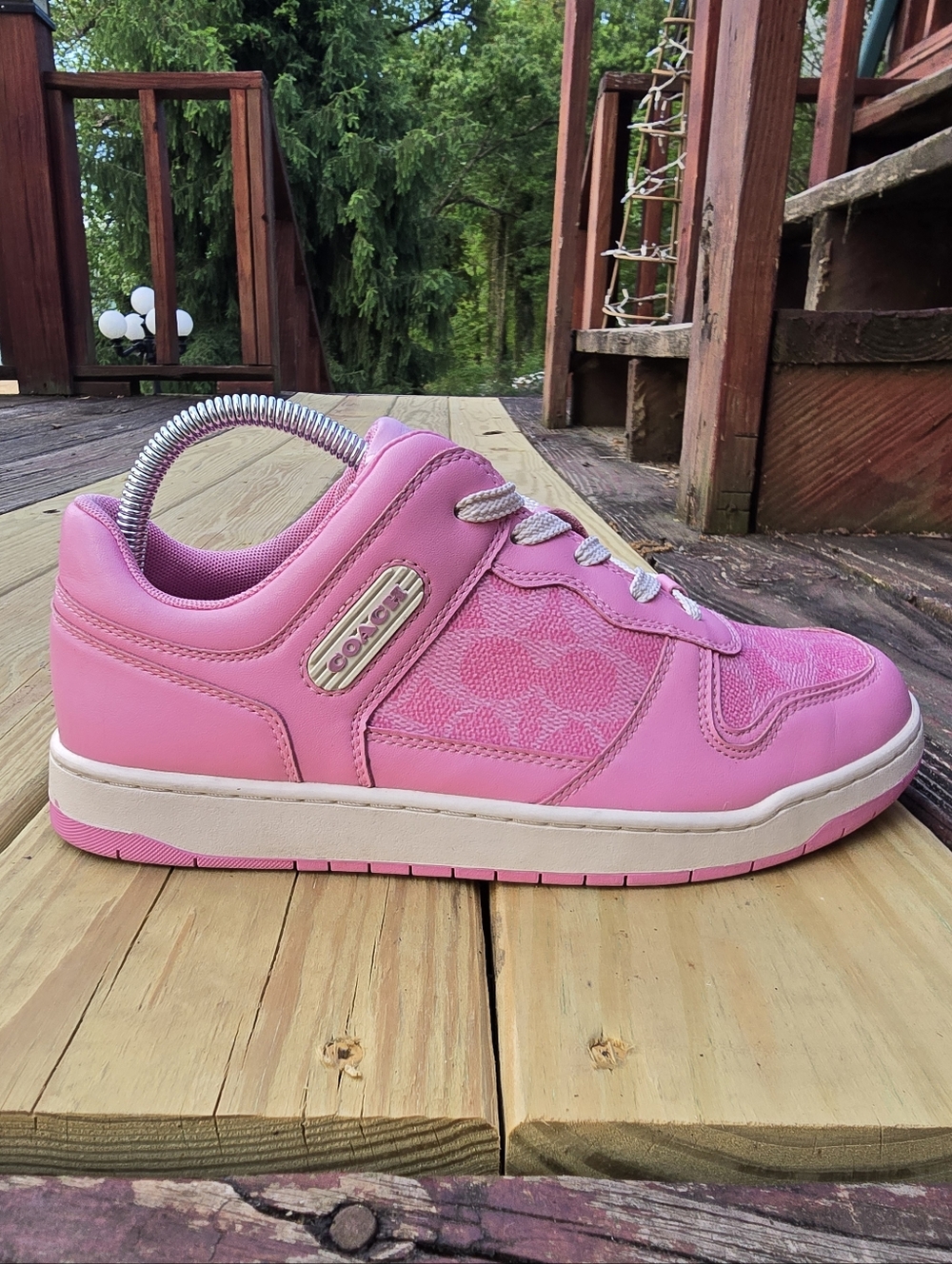COACH Women's C201 Signature, Low Top Sneakers, Vivid Pink, Sz 8.5B - Picture 8 of 15